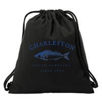 Retro Charleston South Carolina Fishing Drawstring Bag