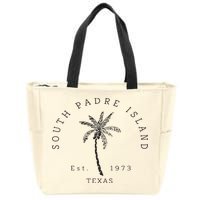 Retro Cool South Padre Island Original Texas Beach Palm Tree Zip Tote Bag