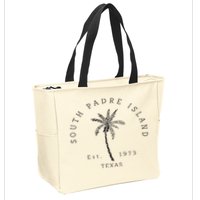 Retro Cool South Padre Island Original Texas Beach Palm Tree Zip Tote Bag