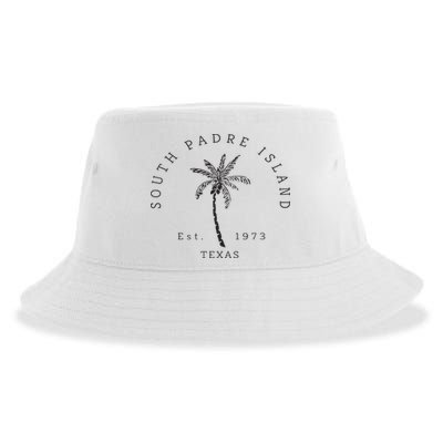 Retro Cool South Padre Island Original Texas Beach Palm Tree Sustainable Bucket Hat