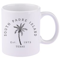 Retro Cool South Padre Island Original Texas Beach Palm Tree 11oz C Handle Ceramic Mug