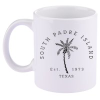 Retro Cool South Padre Island Original Texas Beach Palm Tree 11oz C Handle Ceramic Mug