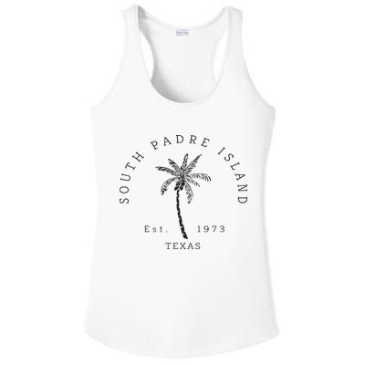 Retro Cool South Padre Island Original Texas Beach Palm Tree Ladies PosiCharge Competitor Racerback Tank