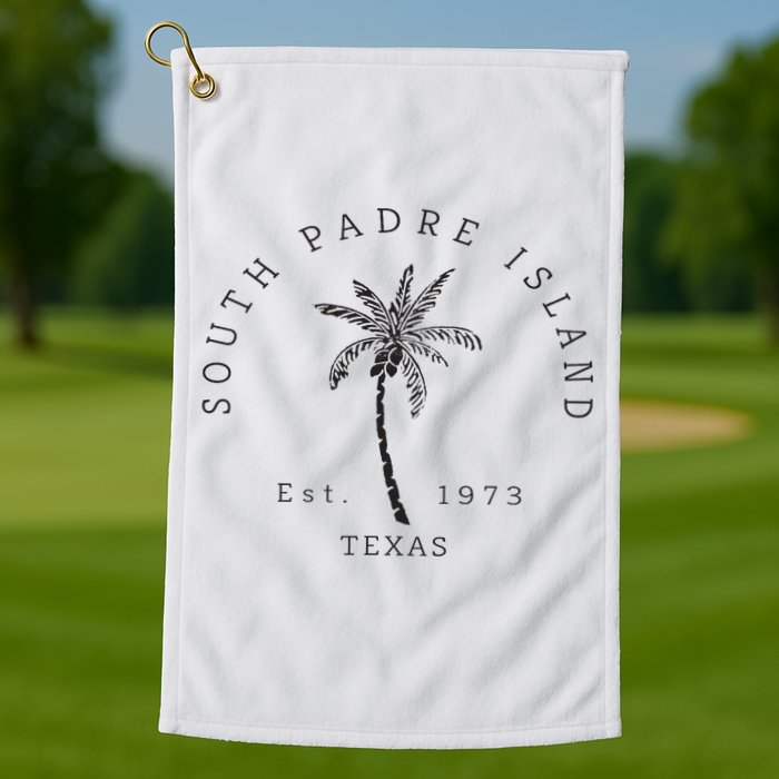 Retro Cool South Padre Island Original Texas Beach Palm Tree Golf Towel