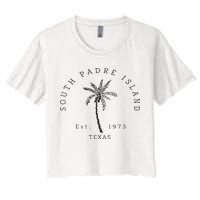 Retro Cool South Padre Island Original Texas Beach Palm Tree Crop Top