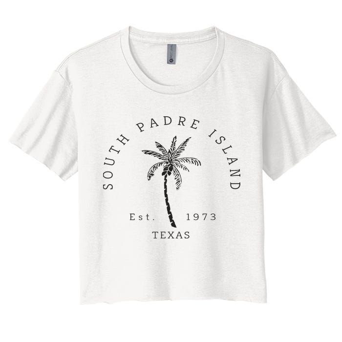 Retro Cool South Padre Island Original Texas Beach Palm Tree Crop Top