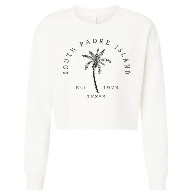 Retro Cool South Padre Island Original Texas Beach Palm Tree Cropped Pullover Crew