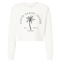 Retro Cool South Padre Island Original Texas Beach Palm Tree Cropped Pullover Crew