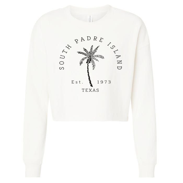 Retro Cool South Padre Island Original Texas Beach Palm Tree Cropped Pullover Crew