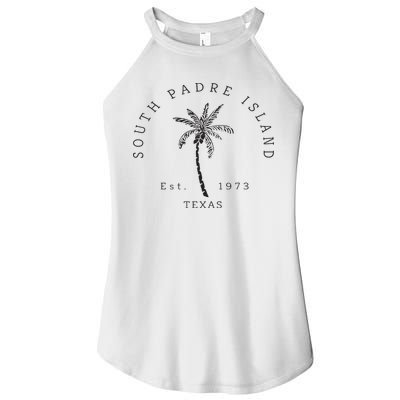 Retro Cool South Padre Island Original Texas Beach Palm Tree Women's Perfect Tri Rocker Tank