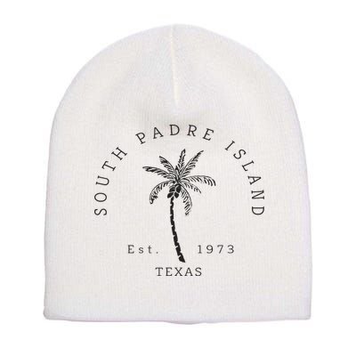 Retro Cool South Padre Island Original Texas Beach Palm Tree Short Acrylic Beanie