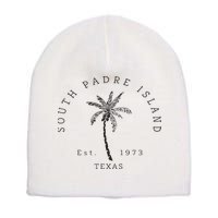 Retro Cool South Padre Island Original Texas Beach Palm Tree Short Acrylic Beanie