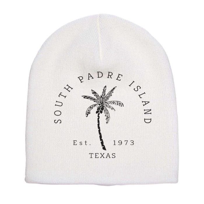 Retro Cool South Padre Island Original Texas Beach Palm Tree Short Acrylic Beanie