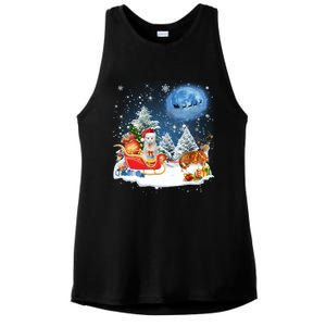 Reindeer Cat Santa Christmas Light Cat Mom Cat Dad Cat Lover Cute Gift Ladies PosiCharge Tri-Blend Wicking Tank