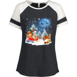 Reindeer Cat Santa Christmas Light Cat Mom Cat Dad Cat Lover Cute Gift Enza Ladies Jersey Colorblock Tee