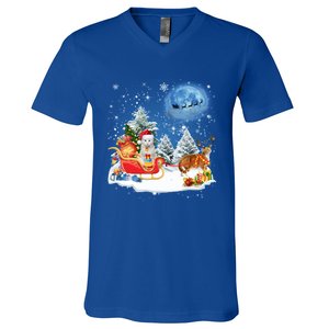 Reindeer Cat Santa Christmas Light Cat Mom Cat Dad Cat Lover Cute Gift V-Neck T-Shirt