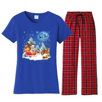 Reindeer Cat Santa Christmas Light Cat Mom Cat Dad Cat Lover Cute Gift Women's Flannel Pajama Set