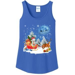 Reindeer Cat Santa Christmas Light Cat Mom Cat Dad Cat Lover Cute Gift Ladies Essential Tank