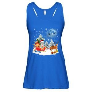 Reindeer Cat Santa Christmas Light Cat Mom Cat Dad Cat Lover Cute Gift Ladies Essential Flowy Tank