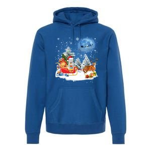 Reindeer Cat Santa Christmas Light Cat Mom Cat Dad Cat Lover Cute Gift Premium Hoodie