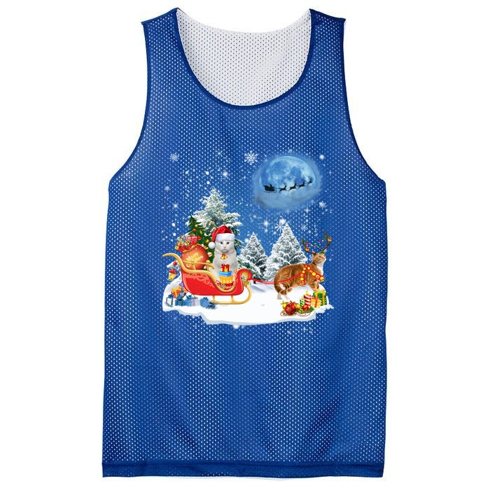 Reindeer Cat Santa Christmas Light Cat Mom Cat Dad Cat Lover Cute Gift Mesh Reversible Basketball Jersey Tank