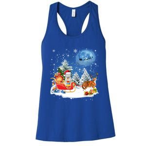 Reindeer Cat Santa Christmas Light Cat Mom Cat Dad Cat Lover Cute Gift Women's Racerback Tank