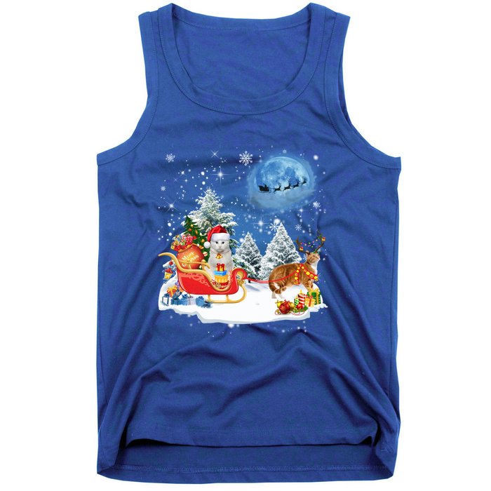 Reindeer Cat Santa Christmas Light Cat Mom Cat Dad Cat Lover Cute Gift Tank Top