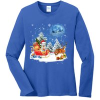 Reindeer Cat Santa Christmas Light Cat Mom Cat Dad Cat Lover Cute Gift Ladies Long Sleeve Shirt