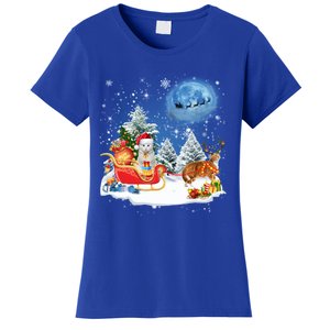 Reindeer Cat Santa Christmas Light Cat Mom Cat Dad Cat Lover Cute Gift Women's T-Shirt