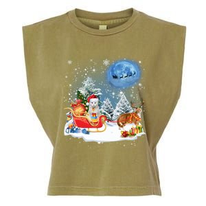 Reindeer Cat Santa Christmas Light Cat Mom Cat Dad Cat Lover Cute Gift Garment-Dyed Women's Muscle Tee