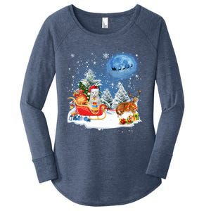 Reindeer Cat Santa Christmas Light Cat Mom Cat Dad Cat Lover Cute Gift Women's Perfect Tri Tunic Long Sleeve Shirt