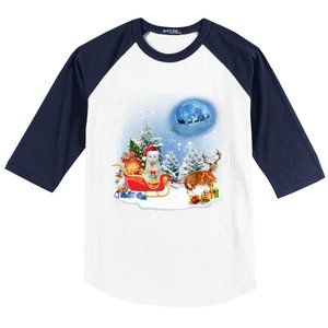 Reindeer Cat Santa Christmas Light Cat Mom Cat Dad Cat Lover Cute Gift Baseball Sleeve Shirt