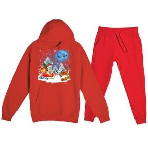 Reindeer Cat Santa Christmas Light Cat Mom Cat Dad Cat Lover Cute Gift Premium Hooded Sweatsuit Set