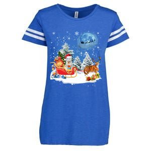 Reindeer Cat Santa Christmas Light Cat Mom Cat Dad Cat Lover Cute Gift Enza Ladies Jersey Football T-Shirt