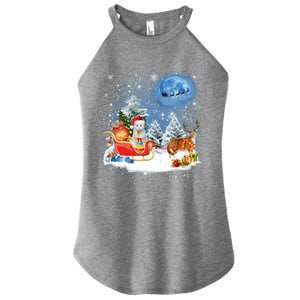 Reindeer Cat Santa Christmas Light Cat Mom Cat Dad Cat Lover Cute Gift Women's Perfect Tri Rocker Tank