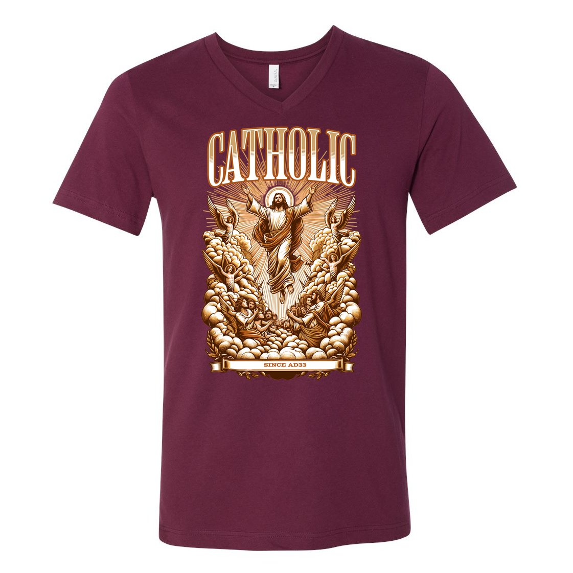 Roman Catholic Since AD 33 Jesus Christ  V-Neck T-Shirt