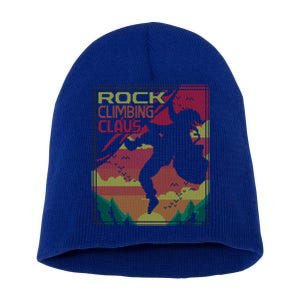 Rock Climbing Santa Claus Climber Ugly Christmas Sweater Gift Short Acrylic Beanie