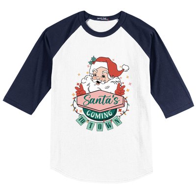 Retro Christmas Santa Baby Love Christmas Baseball Sleeve Shirt