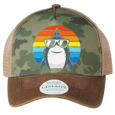 Retro Cool Shark With Sunglasses Funny Shark Legacy Tie Dye Trucker Hat