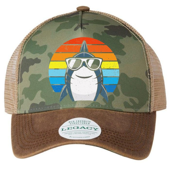 Retro Cool Shark With Sunglasses Funny Shark Legacy Tie Dye Trucker Hat