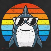 Retro Cool Shark With Sunglasses Funny Shark 7 Panel Mesh Trucker Snapback Hat
