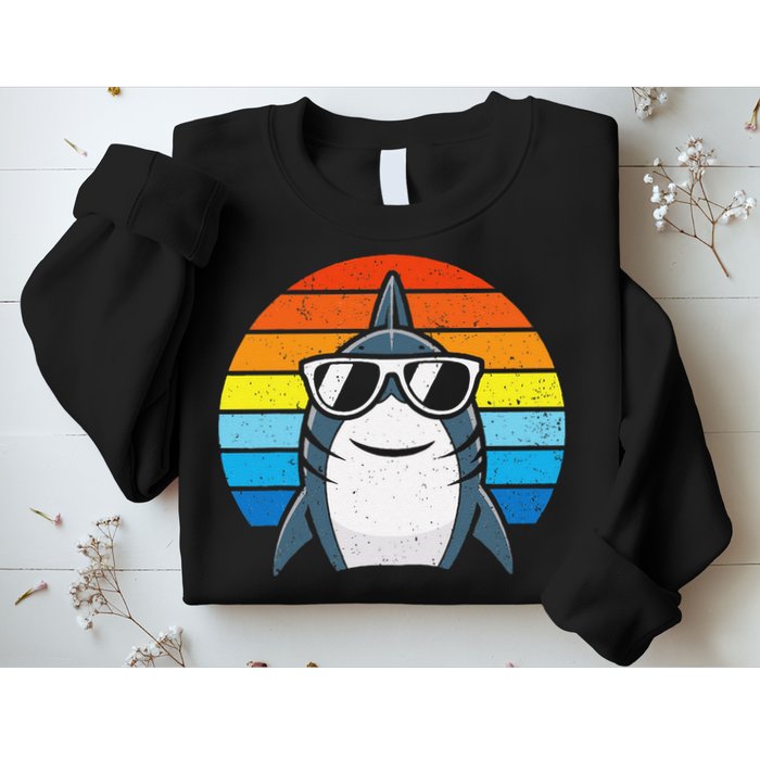 Retro Cool Shark With Sunglasses Funny Shark Sweatshirt
