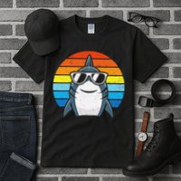 Retro Cool Shark With Sunglasses Funny Shark Tall T-Shirt