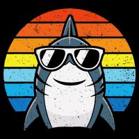 Retro Cool Shark With Sunglasses Funny Shark Tall T-Shirt