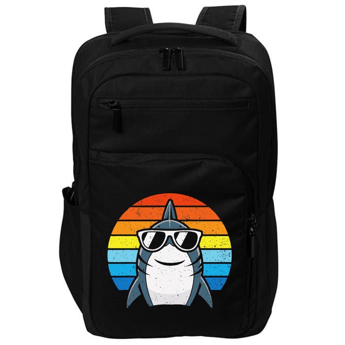 Retro Cool Shark With Sunglasses Funny Shark Impact Tech Backpack