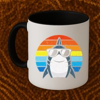 Retro Cool Shark With Sunglasses Funny Shark Mug
