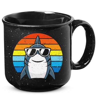 Retro Cool Shark With Sunglasses Funny Shark 15oz Campfire Ceramic Mug