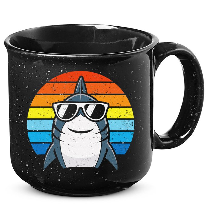 Retro Cool Shark With Sunglasses Funny Shark 15oz Campfire Ceramic Mug