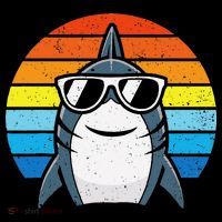 Retro Cool Shark With Sunglasses Funny Shark Drawstring Bag