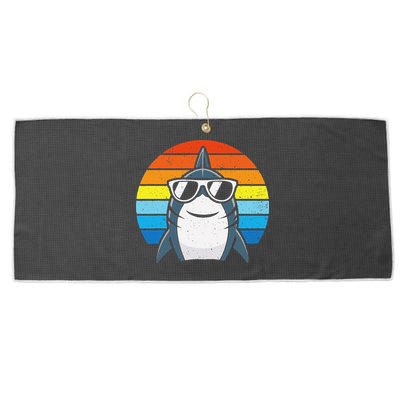 Retro Cool Shark With Sunglasses Funny Shark Large Microfiber Waffle Golf Towel